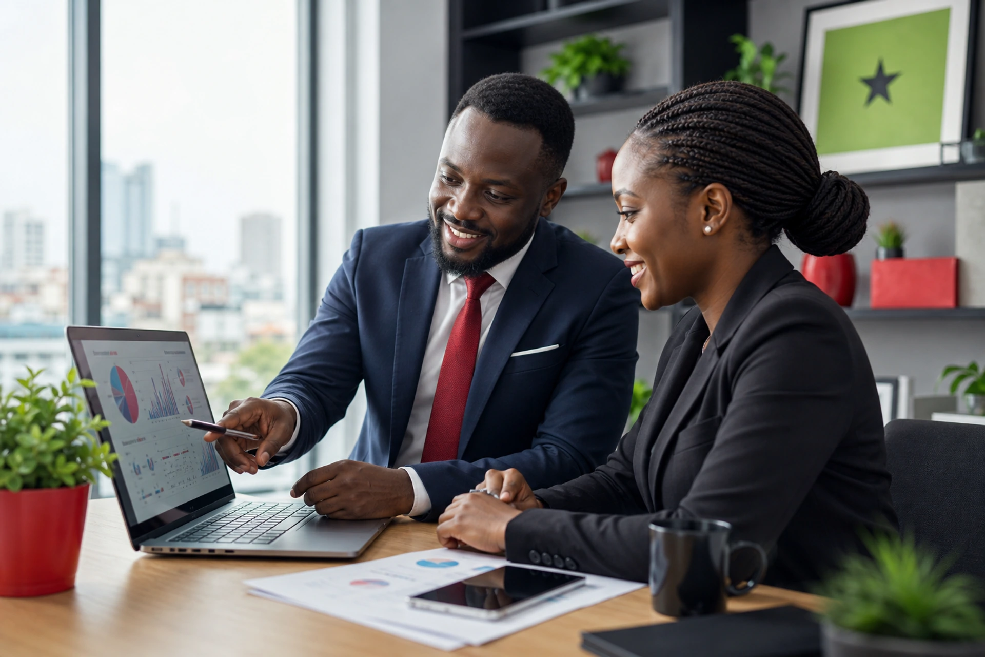 Tax consultant meeting with a Ghanaian business client